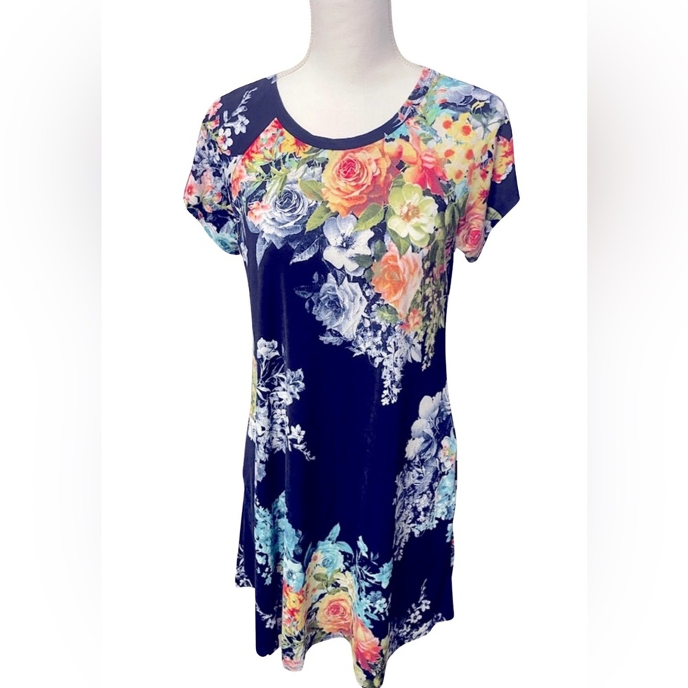New Floral Relaxed Fit Dress with Pockets M